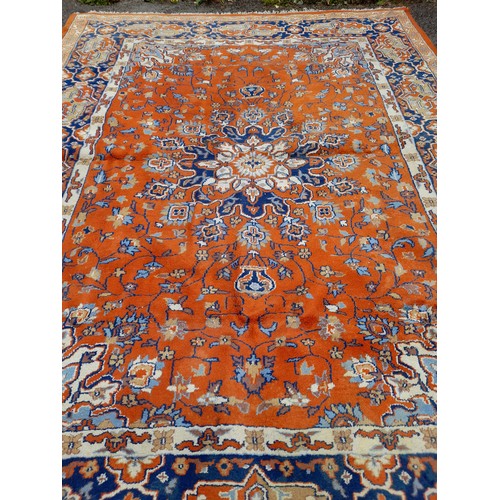 88 - Handmade Large Orange Ground Rug, 360cm x 264cm