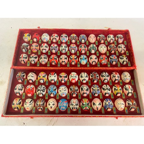 465 - Case Of 66 Vintage Chinese Cased Miniature Opera Masks.