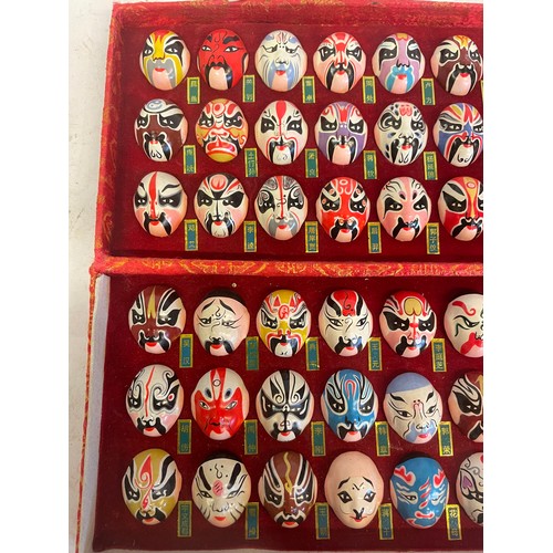 465 - Case Of 66 Vintage Chinese Cased Miniature Opera Masks.