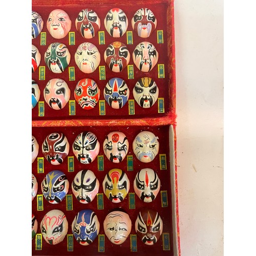 465 - Case Of 66 Vintage Chinese Cased Miniature Opera Masks.