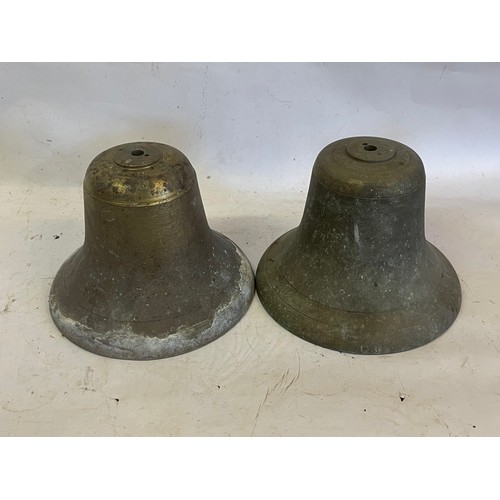 468 - Two Heavy Gauge Bronze Church  Bells. 25 x 20 cms