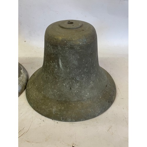 468 - Two Heavy Gauge Bronze Church  Bells. 25 x 20 cms