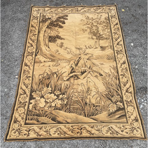 470 - Vintage Wall Tapestry Depicting Hunting A Scene 185 x 119 cms