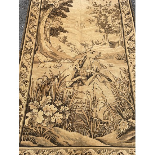 470 - Vintage Wall Tapestry Depicting Hunting A Scene 185 x 119 cms