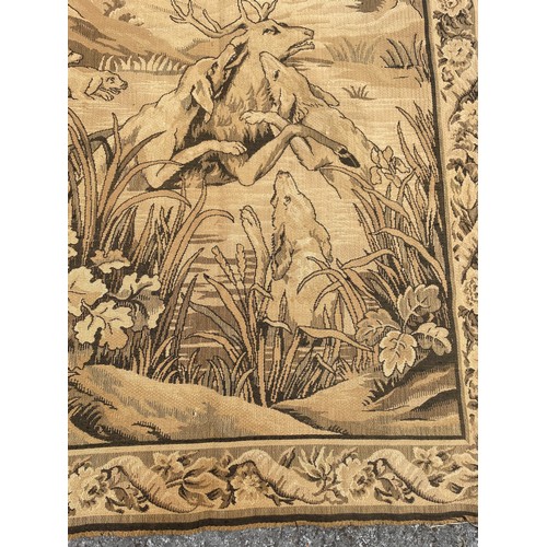 470 - Vintage Wall Tapestry Depicting Hunting A Scene 185 x 119 cms