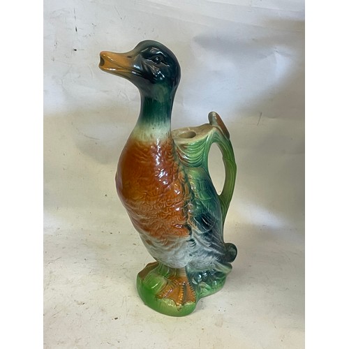 471 - Vintage Ceramic Crème De Menthe Decanter In The Form Of A Duck By Garnier Paris. 32 cms High