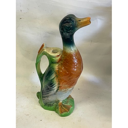 471 - Vintage Ceramic Crème De Menthe Decanter In The Form Of A Duck By Garnier Paris. 32 cms High