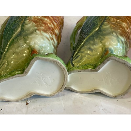 472 - Matched Pair Of Vintage Majolica Duck Pitchers /  Decanter By St Clement France . 34 cms High (2)