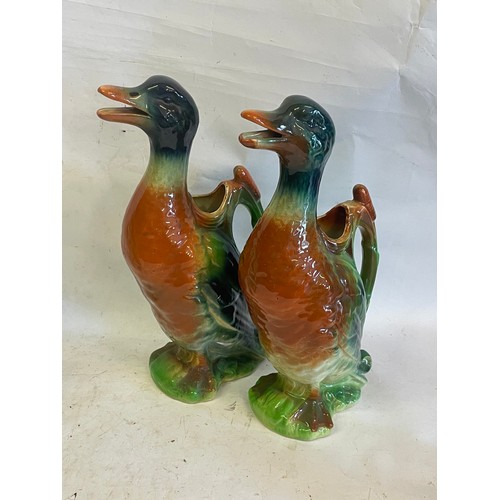 473 - Similar To Previous Lot Matched Pair Of Vintage Majolica Duck Pitchers /  Decanter By St Clement Fra... 