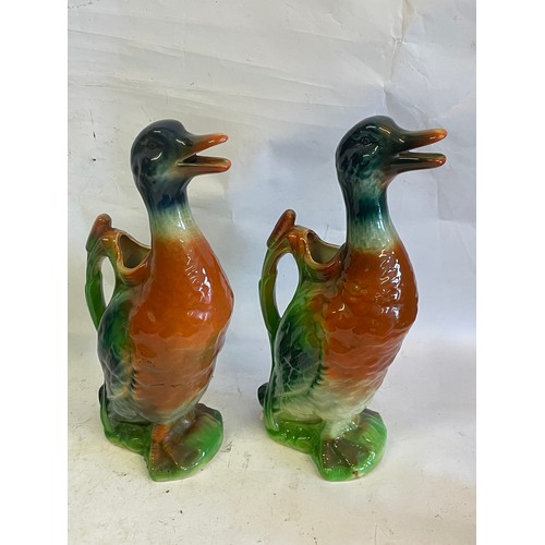 473 - Similar To Previous Lot Matched Pair Of Vintage Majolica Duck Pitchers /  Decanter By St Clement Fra... 