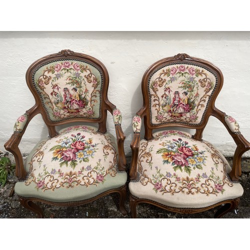 48 - Two  French Louis Style Tapestry Chairs (2)