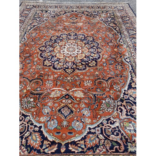 94 - Handmade Indian Blue & Brown Ground Rug, 343cm x 253cm