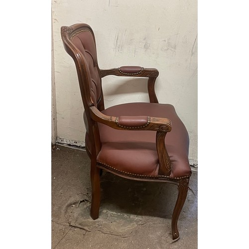 55 - Leather And Studwork Louis Style Elbow Chair.