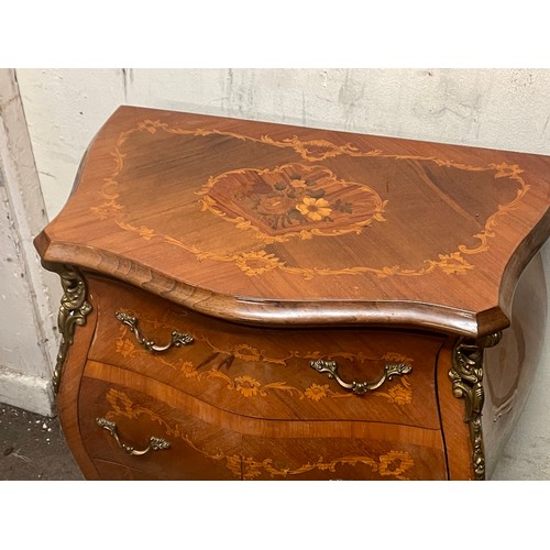 60 - Continental Louis Style Three Drawer Commode With Inlay. 54 X 33 X 71 cms