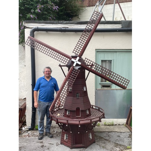 446 - Huge Scratch Built From Wood Garden Windmill. over 10 foot To The Top Of The Blade