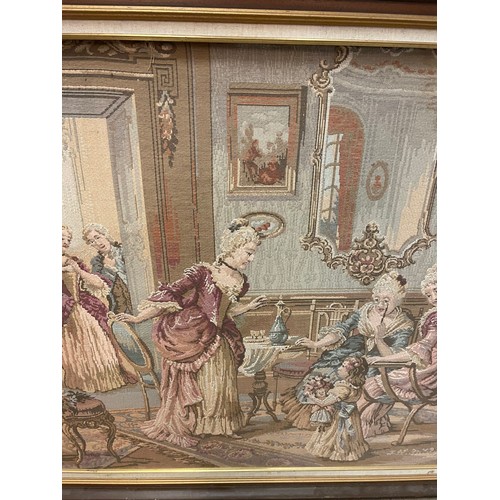 71 - Large Continental Framed Tapestry Of A Ladies Afternoon Tea. 146 x112 cms