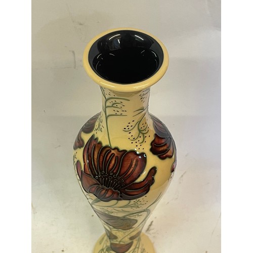 100A - Moorcroft Pottery  Chocolate Cosmos Vase. Standing Just Under 32 cms High.