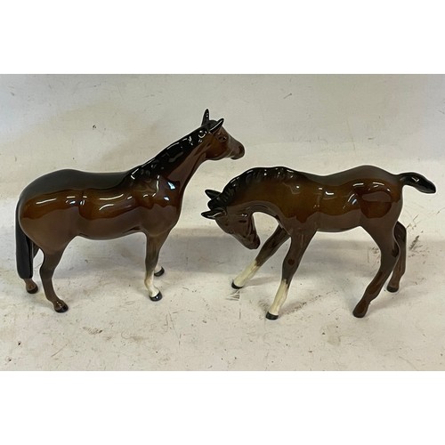 475A - Two Beswick Ceramic Horses Largest 17 x 13 cms