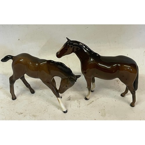 475A - Two Beswick Ceramic Horses Largest 17 x 13 cms