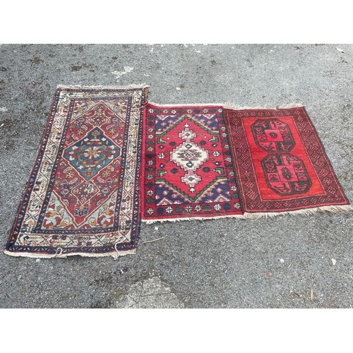 621 - Three Decorative Hand Made Ground Rugs. Largest 133 x 72 cms (3)