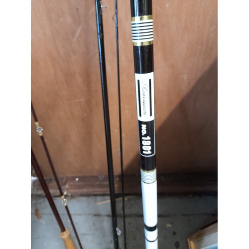 Shakespeare 1801 3 piece fishing rod and pvc cover t/w 2 piece 7.5ft fly  rod unknown maker with cove