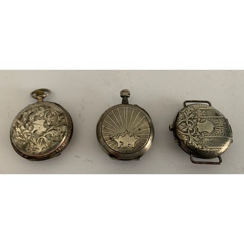 115 - Collection Of 3 Silver And Silver Plated Ladies Antique Pocket Watches