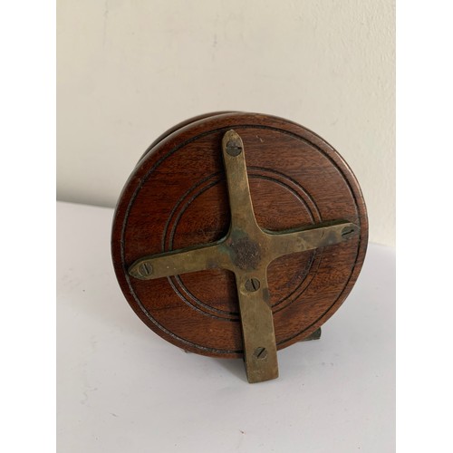 108 - Antique Wood And Brass 4 inch Starback Fishing Reel