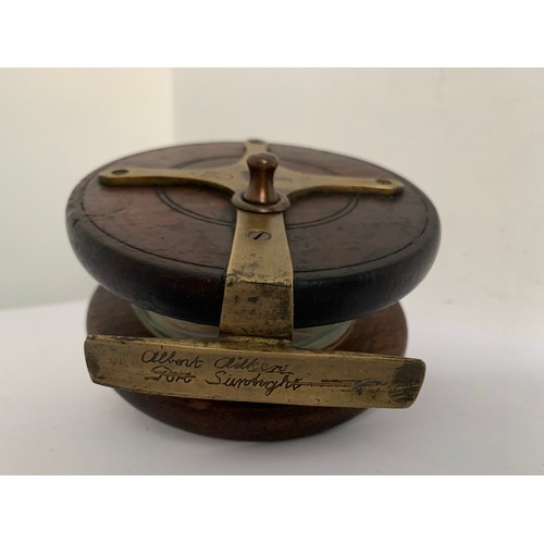 109 - Similar To Previous Lot
Antique 4.5 inch Starback Wood And Brass Fishing Reel Signed Albert Aitkens,... 