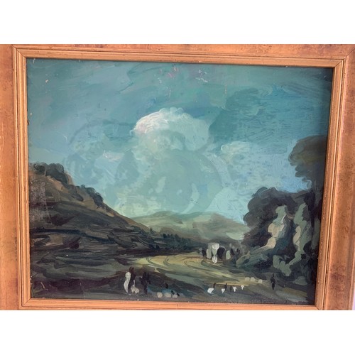 122 - Vintage Abstact Landscape Oil On Card In Gilt Frame
37 x 31 cms