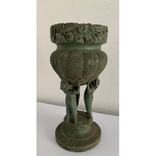 125 - Vintage Carved Wooden Goblet Supported By 3 Figures In Traditional Dress
9 cms diameter x 20 cms h