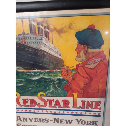 57 - Framed and Glazed Poster for Red Star Line 55cm x 75cm