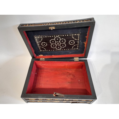 159 - 2 x Boxes with Porcupine Quill decoration. Large Box 28cm x 19cm x 10cm with losses. (2)