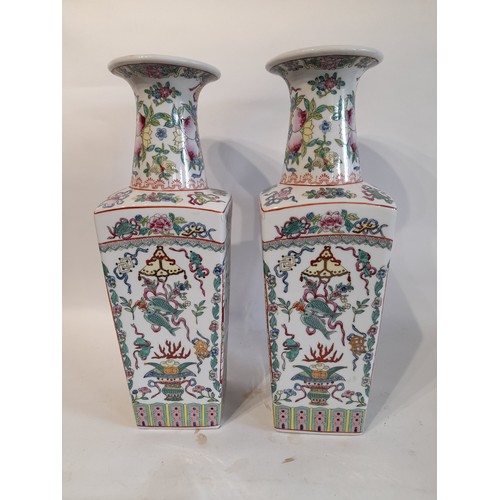 161 - A Large  Pair Of Chinese Hand Painted  Vases 45cm high