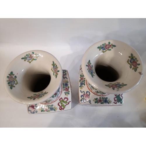 161 - A Large  Pair Of Chinese Hand Painted  Vases 45cm high