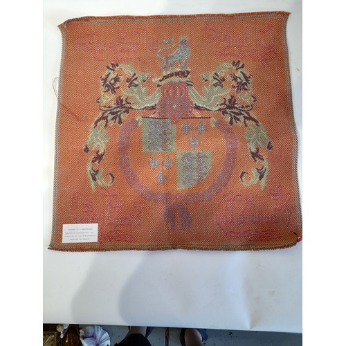 175 - Tapestry with label verso 'EDWARD KING OF ENGLAND Tapestry representing the coat of arms of the King... 