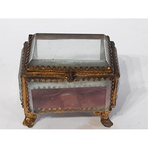 179 - Victorian Glass Trinket Box, 7cm high