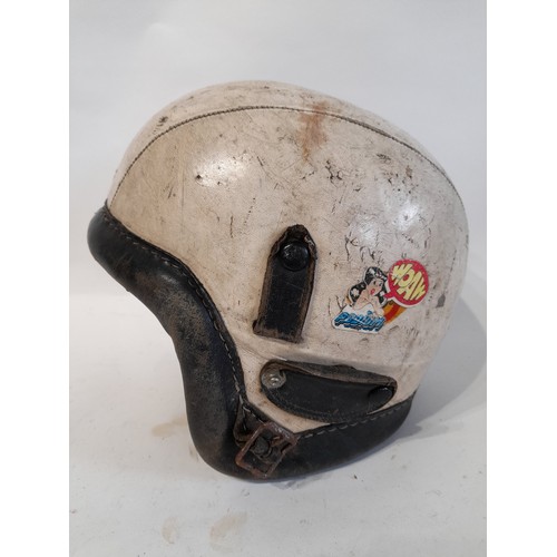 187 - Vintage French Made Leather Crash Helmet