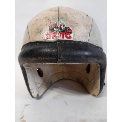 187 - Vintage French Made Leather Crash Helmet