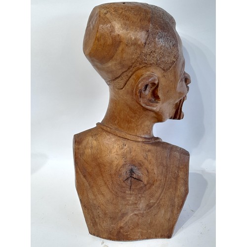 189 - Large Wood Carved Bust of a Tribal Man , 47cm high