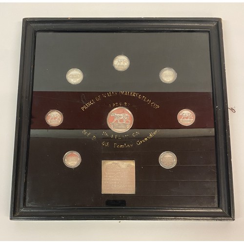 302 - Framed Set of Prince of Wales No. 4 Platoon Bombay Grenadiers 1926-27 Medallions 42cm x 41.5cm