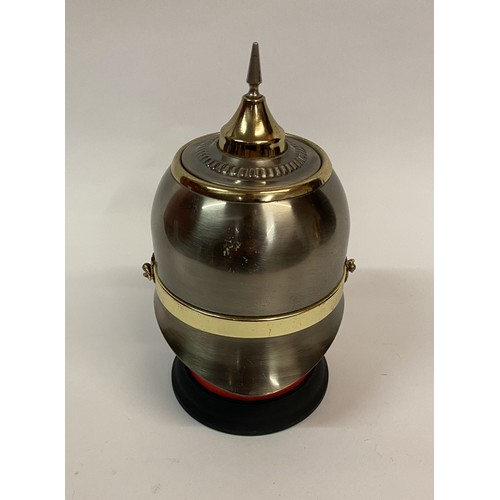 307 - Vintage Ornamental Prussian Spiked Helmet Style Musical Cigarette Dispenser. 23cm Height