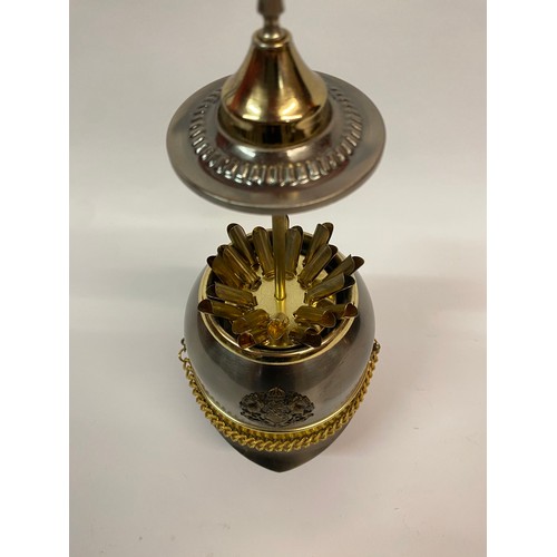 307 - Vintage Ornamental Prussian Spiked Helmet Style Musical Cigarette Dispenser. 23cm Height