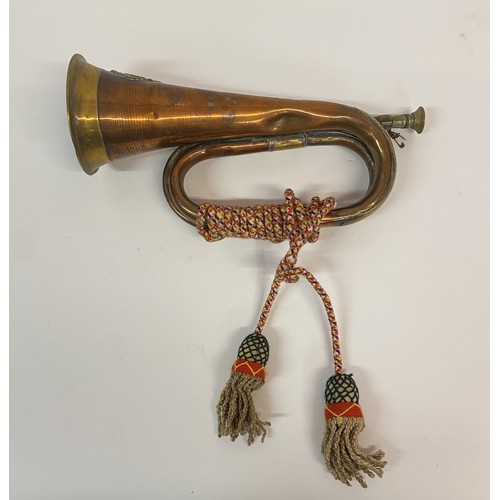 308 - Antique Western Australian University Regiment Military Copper and Brass Bugle. 31cm Length