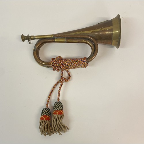 308 - Antique Western Australian University Regiment Military Copper and Brass Bugle. 31cm Length