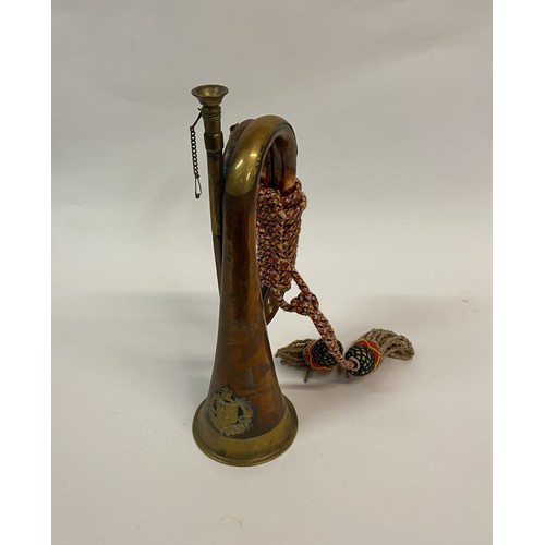 308 - Antique Western Australian University Regiment Military Copper and Brass Bugle. 31cm Length