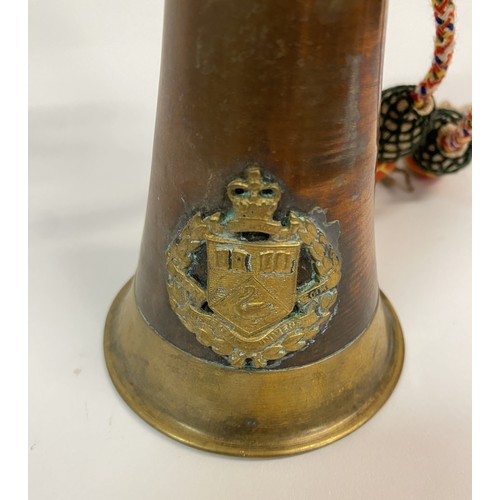 308 - Antique Western Australian University Regiment Military Copper and Brass Bugle. 31cm Length