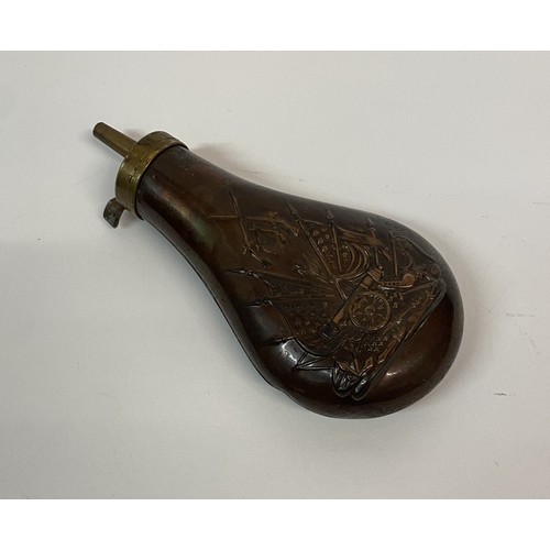 310 - Antique Copper and Brass Colt Army / Navy Powder Flask. 18cm Length