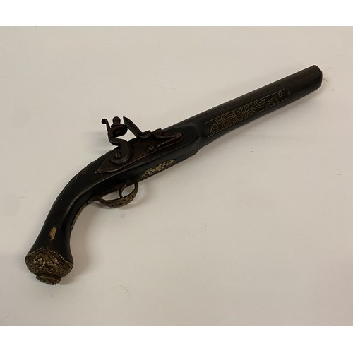 311 - An Antique 18th Century Flintlock Pistol with Decoration. Possibly for the Oriental Market. 43cm Len... 