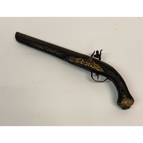 311 - An Antique 18th Century Flintlock Pistol with Decoration. Possibly for the Oriental Market. 43cm Len... 