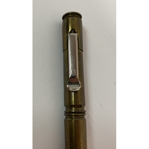 312 - Brass and Copper Trench Art Military Calibre Bullet Casing Pen 13.5cm Length